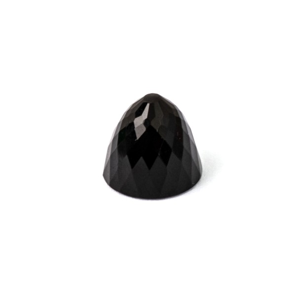 Onyx, black, cone, faceted, round, 11 mm