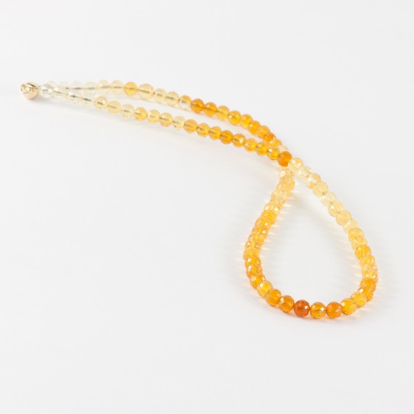 Necklace, fire opal, beads, fine faceted, 5 - 5.5 mm, length: ca. 45 cm