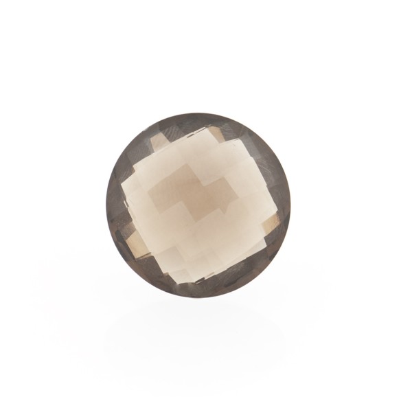 Smoky quartz, medium brown, faceted briolette, round, 12 mm