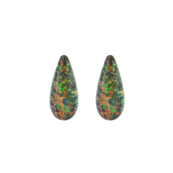 Opal (synthetic, fluorescent), teardrop, smooth, 18 x 8 mm