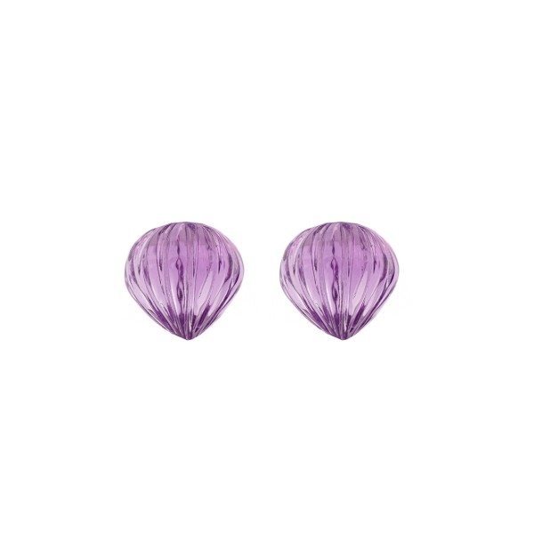 Amethyst (Brazil), violet, teardrop, grooved, onion shape, 10.5x10.5mm