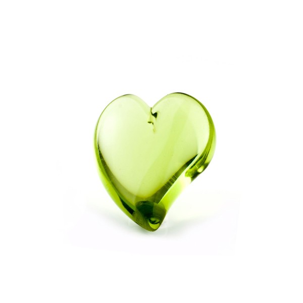 Bernstein (natur), grün, Herz (geschwungen), Linse, glatt, 17,5x16mm