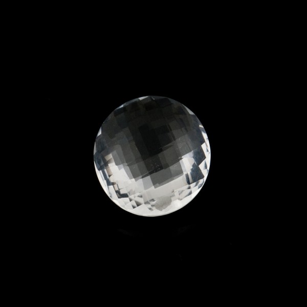 Rock crystal, transparent, colorless, faceted briolette, round, 10 mm