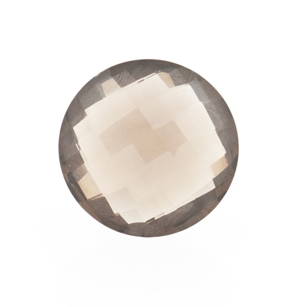 Smoky quartz, light brown, faceted briolette, round, 14 mm