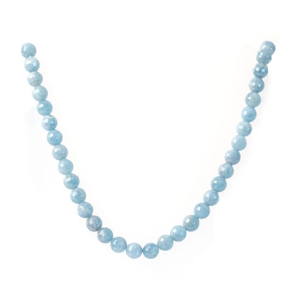 Aquamarine, strand, blue, bead, faceted, Ø 8 mm