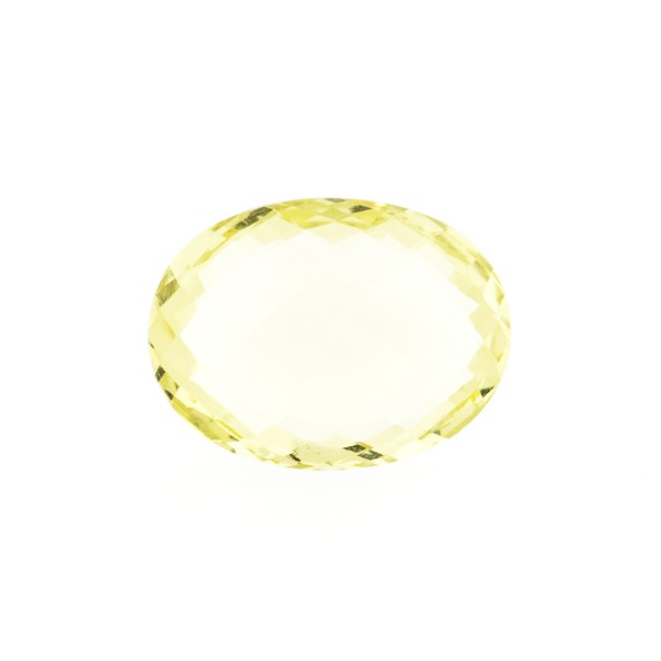 Lemon quartz, light lemon, faceted briolette, oval, 14 x 10 mm