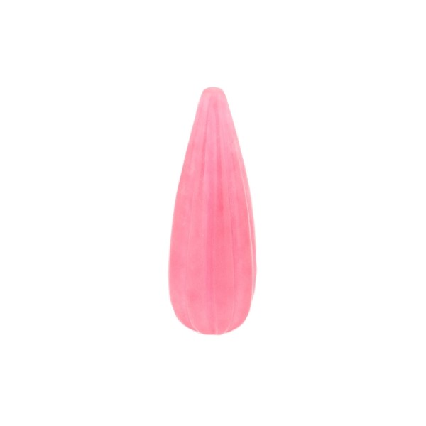 Jade (dyed), pink, teardrop, grooved, 30 x 12 mm