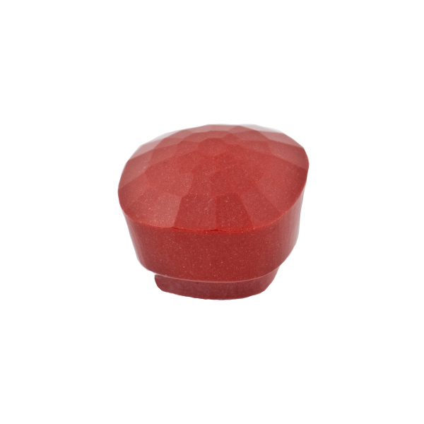 Coral, reconstructed, carmine red, button, faceted, antique shape, 10 x 10 mm