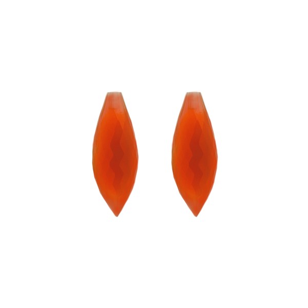 Carnelian, red, pointed teardrop, faceted, 20 x 8 mm