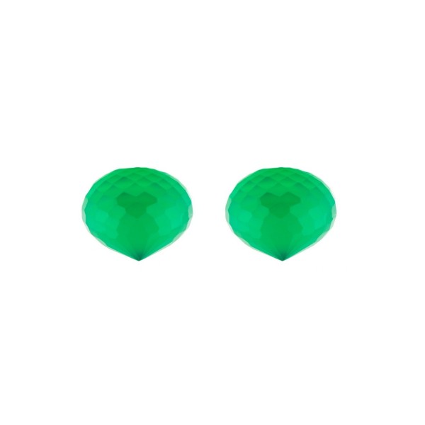 Jade (dyed), green, teardrop, faceted, onion shape, 13 x 11 mm