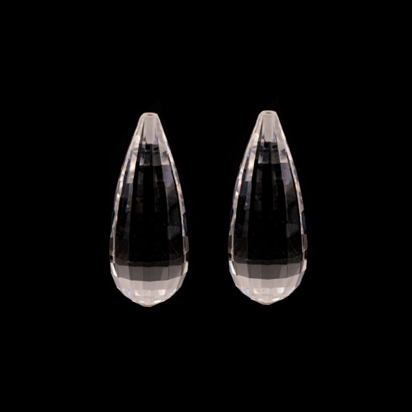 Rock crystal, transparent-colorless, teardrop, faceted, 32x13.5mm