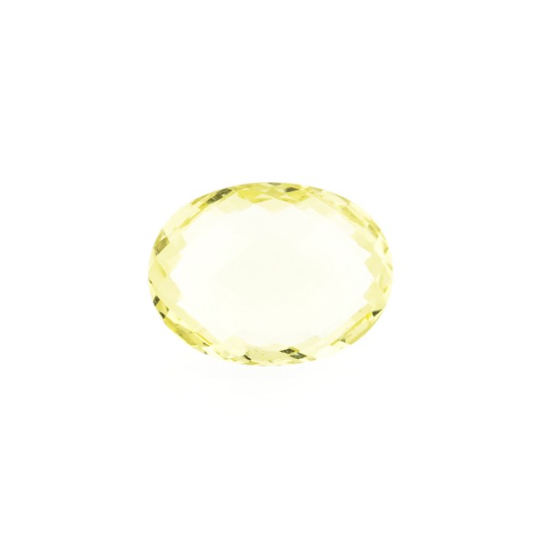Lemon quartz, light lemon, faceted briolette, oval, 12 x 10 mm