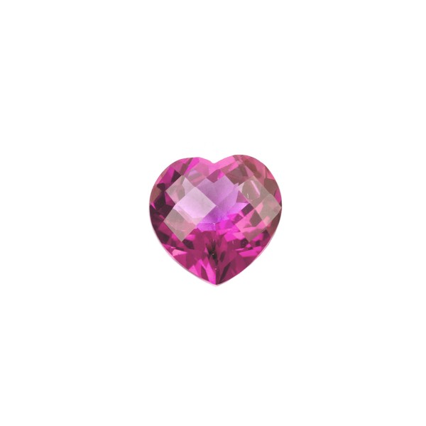 Topaz, pink, faceted briolette, heart shape, 8x8mm