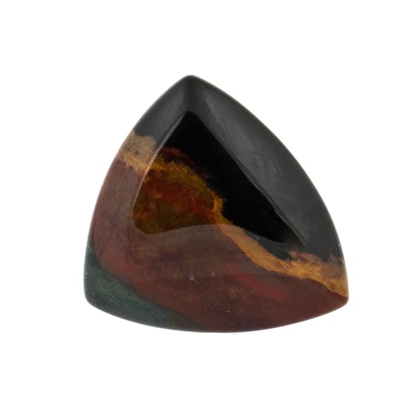 Mookaite, red/yellow/brown, lentil cut, smooth trillion, 19 x 19 mm