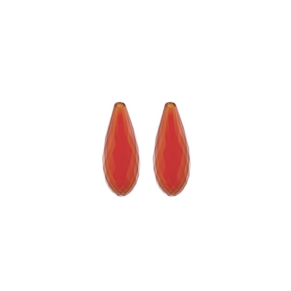 Carnelian, dyed, red, teardrop, faceted, 15 x 6 mm