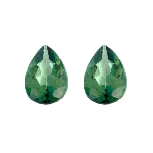 Topaz, emerald green, faceted, pear shape, 12x8mm