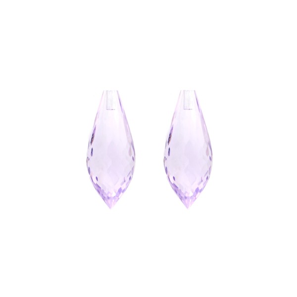 Amethyst (Brazil), lavender, pointed teardrop, faceted, 20 x 8 mm