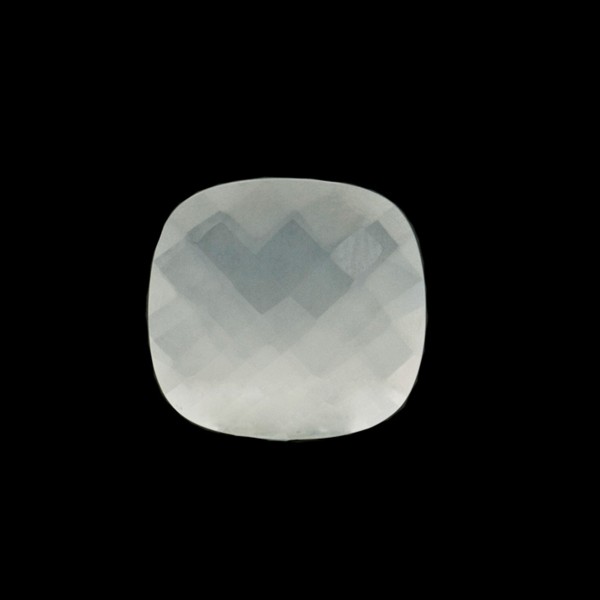Milky quartz, white, faceted briolette, antique shape, 13 x 13 mm