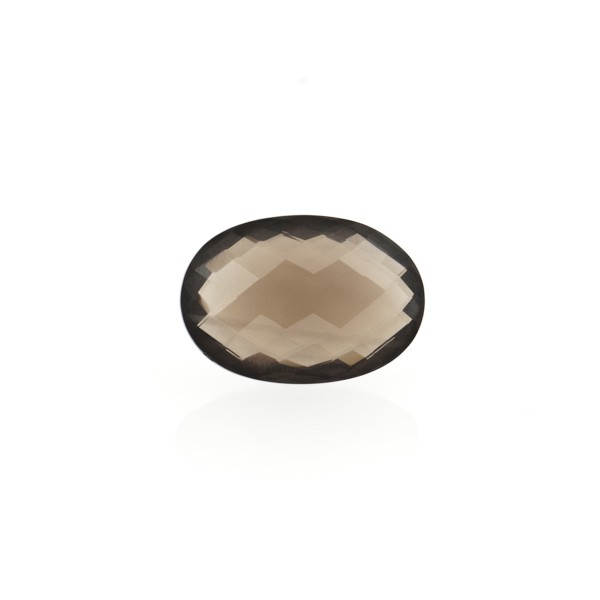 Smoky quartz, dark brown, faceted briolette, oval, 10 x 8 mm