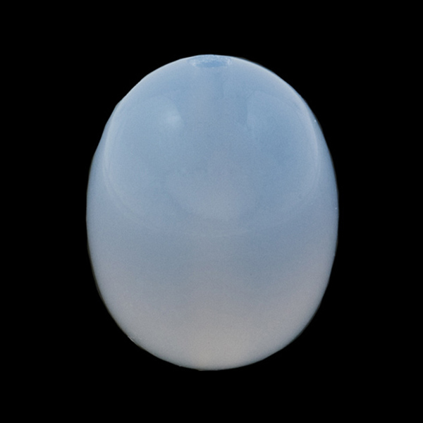 Natural chalcedony, light blue, olive shape, smooth, 21 x 15 mm