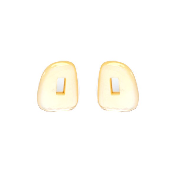 Mother-of-pearl, beige, creole earrings, rectangle, 19x15x3mm