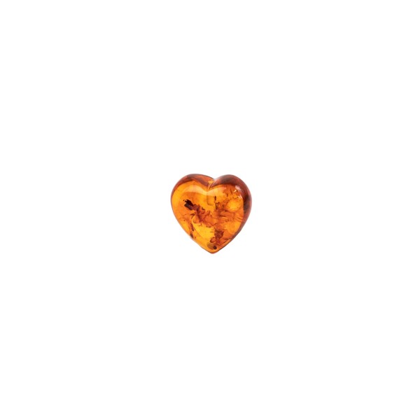 Amber, cognac-colored, pressed, heart shape, 12x12mm