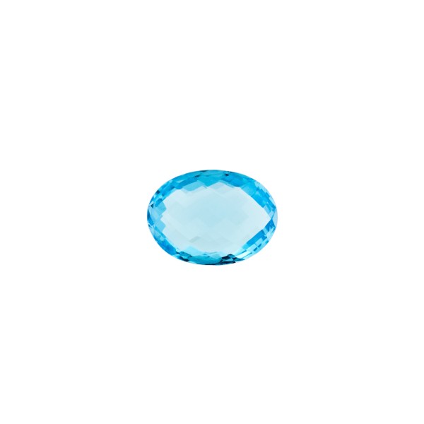 Blue topaz, swiss blue (intense), faceted briolette, oval, 8 x 6 mm