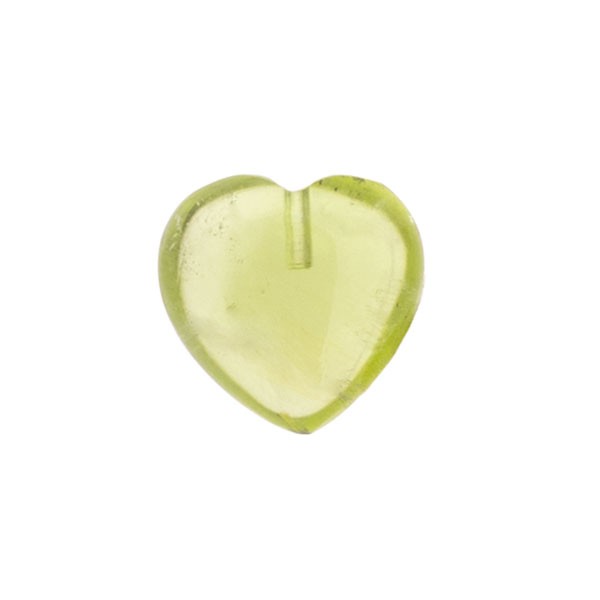 Peridot, green, smooth, lense, heart shape, 10x10 mm