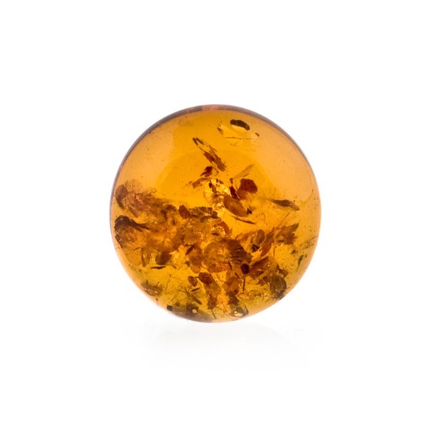 Natural amber, cognac-colored, cabochon, round, 14mm