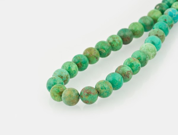 Turquoise (natural), strand, green, beads, smooth, Ø 10 mm