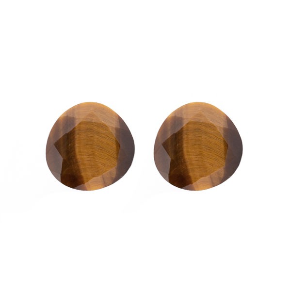 Tiger's Eye, brown, faceted, triangle, pear shape, 13.5x13x6 mm