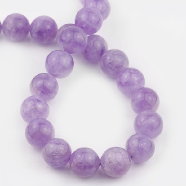 Amethyst (Africa), strand, lavender, beads, smooth, Ø 14 mm
