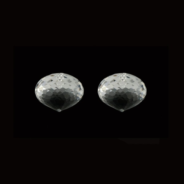 Rock crystal, transparent, colorless, faceted teardrop, onion shape, 13 x 11 mm