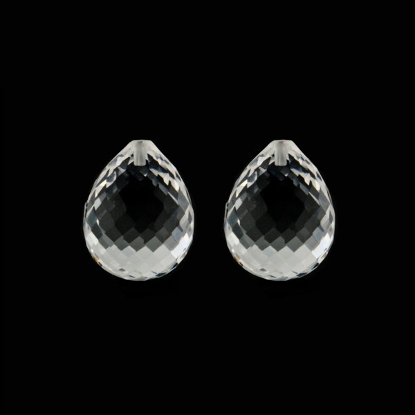 Rock crystal, transparent, colorless, teardrop, faceted, 17 x 13 mm