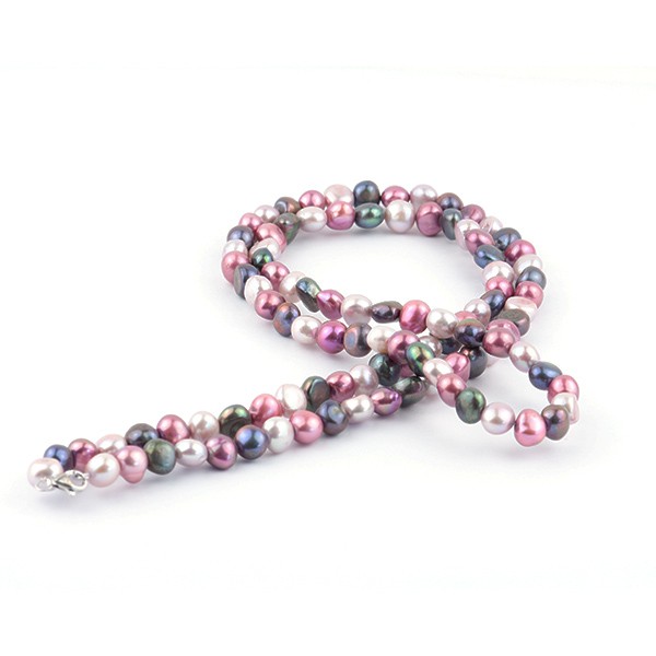SWK126_Freshwater cultured pearl, chain, colored, round, smooth_Ø 9 mm 