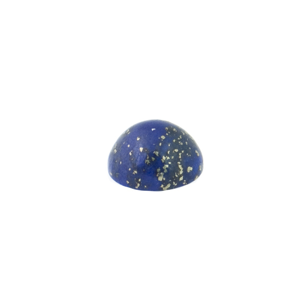 Lapis, blue, with pyrite, cabochon, round, 4 mm