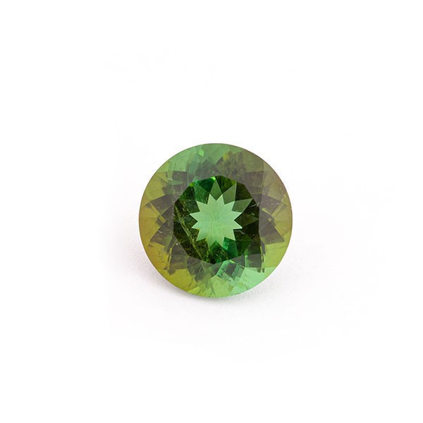 Tourmaline, green, faceted, round, 12.5 mm