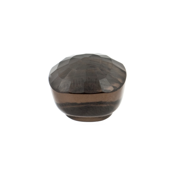 Smoky quartz, dark brown, button, faceted, antique shape, 11 x 11 mm