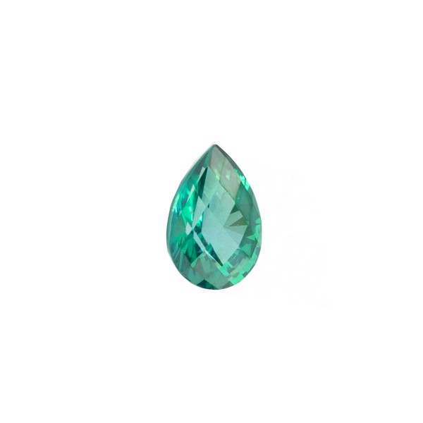 Topaz, blue-green, faceted, pear shape, 7x5mm