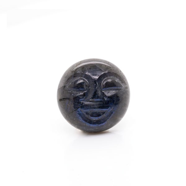 Labradorite, dark blue, moon face, round, 14mm