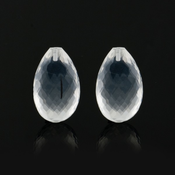 Rock crystal, transparent, colorless, faceted teardrop (harlequine), 22 x 14 x 8.5 mm