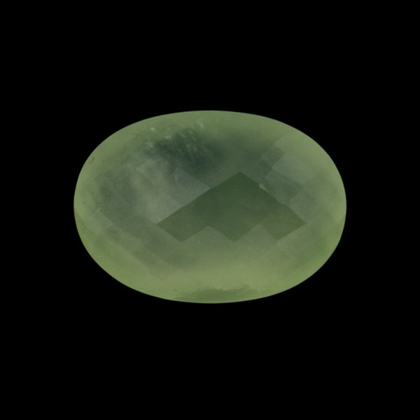 Prehnite, green, faceted briolette, oval, 20 x 15 mm