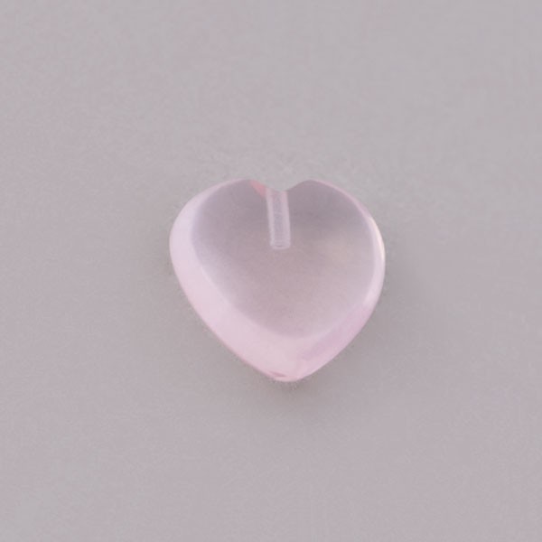 Rose quartz, rose, smooth, lense, heart shape, 6x6 mm