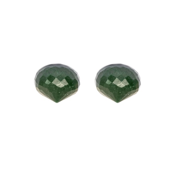 Jade, reconstructed, green, faceted teardrop, onion shape, 11x9mm