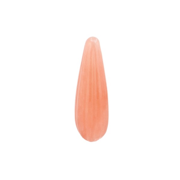 Jade (dyed), apricot, teardrop, grooved, 30 x 12 mm