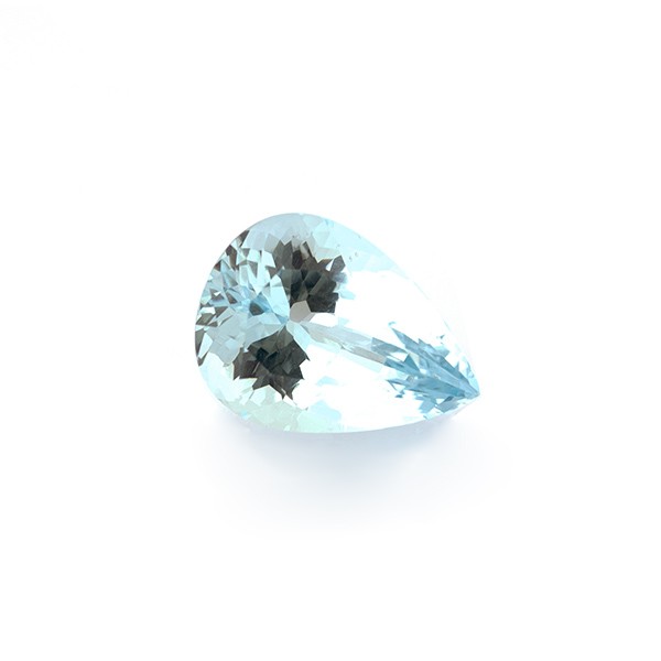 Aquamarine, light blue, pear shape, faceted, 25x18 mm