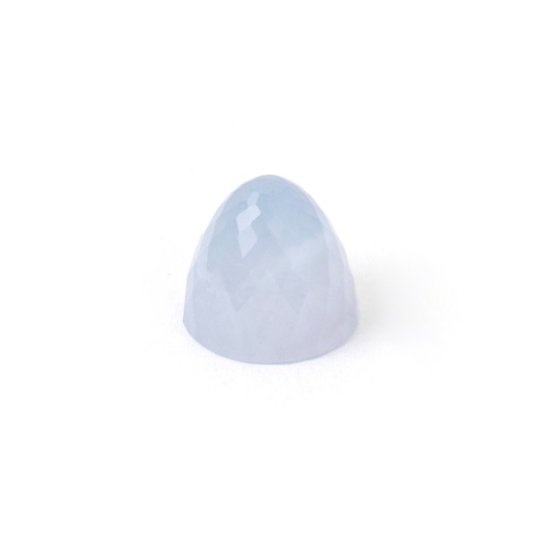 Banded chalcedony, blue, cone, faceted, round, 11 mm