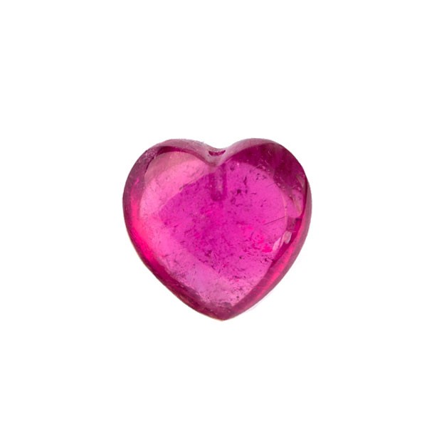 Tourmaline, hot pink, smooth, lense, heart shape, 10x10 mm