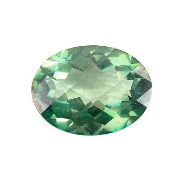 Topaz, emerald green, faceted, checker board, oval, 16x12 mm