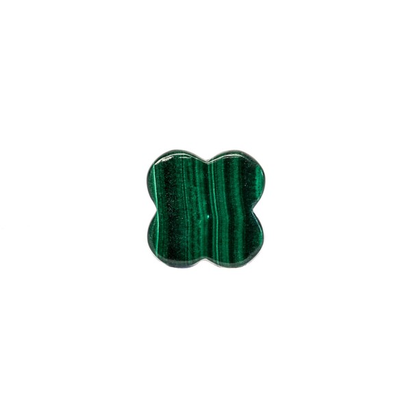 Malachite, green, cloverleaf, flat, 10x10mm